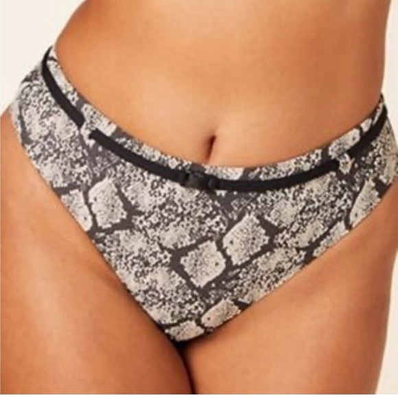 Andie Swim The Riviera High Waisted Belted Bikini Bottom Black Snake Print Sz M - Picture 3 of 9